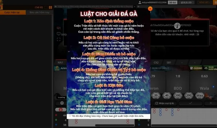 Luật chơi cá cược tại sảnh đá gà BJ66