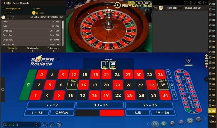Giao diện cá cược Roulette Nhà Cái BJ66