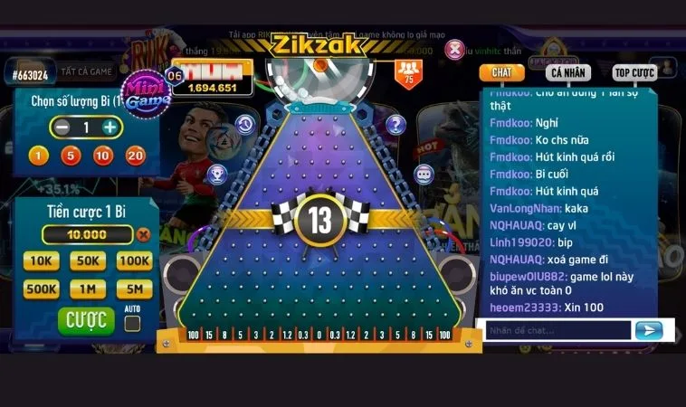 Giao diện chơi game nhanh ZicZac Tại BJ66